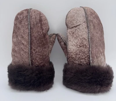 Guantes de gamuza de piel de oveja de colección guantes para mujer marrón suave Foto 1 de 4