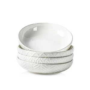 Sureasy Pastaschalen 4er Set-30oz große Keramik geprägt Schüssel Teller, 8,5 weiß - Bild 1 von 8