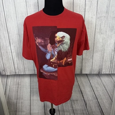 Camiseta de hombre AKOO 5XL roja con estampado gráfico de algodón manga corta cuello redondo ropa de calle Foto 1 de 4