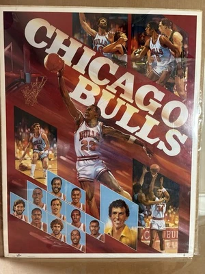1987 Michael Jordan Chicago Bulls Team Poster In Original Plastic 22 x 28 🔥 - Image 1 of 4