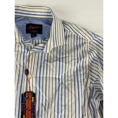 Egara Mens Slim Fit Stretch Non Iron Striped Dress Shirt Large - Image 1 of 4