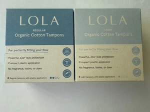 Paquete de 2 tampones de algodón orgánico Lola regular y ligero 8 en caja nuevos sellados envío gratuito - Imagen 1 de 12