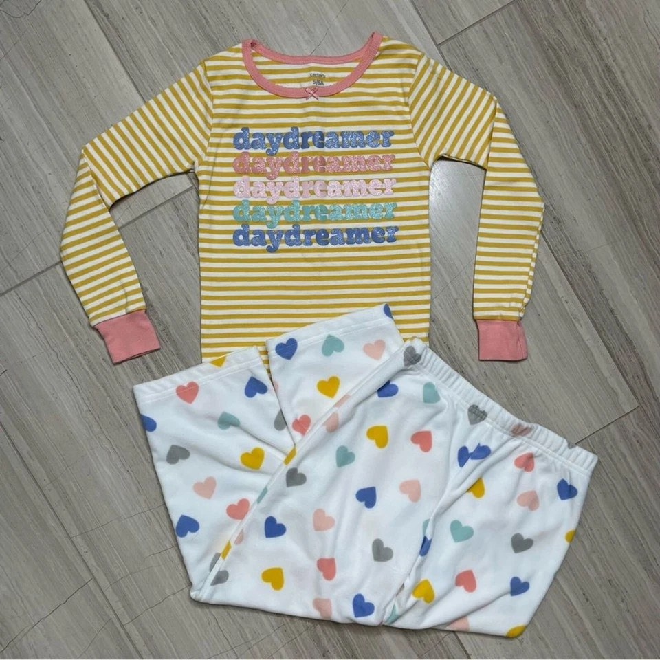 Carters Daydreamer Cotton Fleece Long Sleeve Pant Pajama Set Rainbow 5T NWOT - Image 1 of 4
