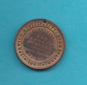 1887 Ipswich Municipality Queensland Medallion Scarce - Picture 1 of 2