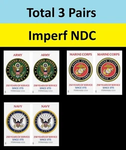 US 6003a 6004a 6005a Army Navy Marine Corps imperf NDC horz pair set 3 MNH 2025 - Picture 1 of 4