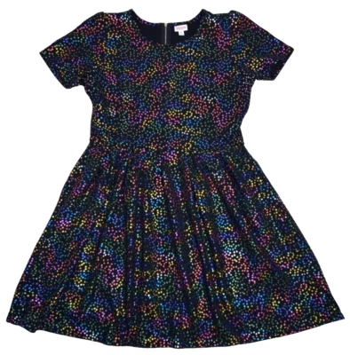 Vestido LuLaRoe Mujer Talla 3XL Amelia Elegante Negro Arco Iris Brillante Lentejuelas Estampado Foto 1 de 4