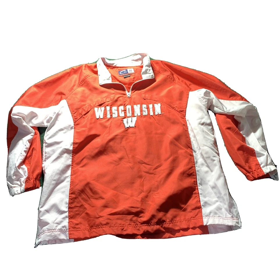Wisconsin Badgers Cadre Cuarto Cremallera Pullover Cortavientos Para Hombres XL Rojo Blanco NCAA Foto 1 de 4