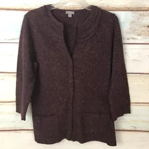 Cardigan marrone JJill misto seta stratificato macchiato taglia M - Foto 1 di 6