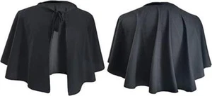 Adults Black Mantle Half Cape Cosplay Cloak Halloween Fancy Dress Accessory - Picture 1 of 1