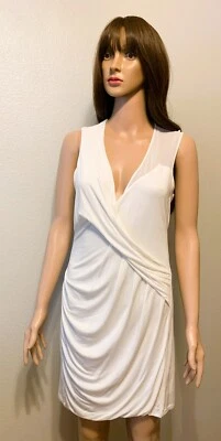 Vestido Jersey Beestango Blanco de Gasa Acelurada Inserto en el Hombro Tejido Talla S Foto 1 de 3