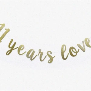 Golden Memories 11th Birthday Banner - Glittering Decorations for Anniversary Ce - Picture 1 of 5