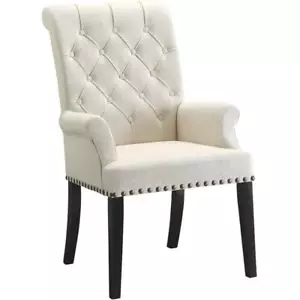 Coaster Mapleton Tufted Upholstered Fabric Arm Chair in Beige - Picture 1 of 15