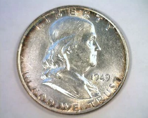 Franklin 1949 medio dólar elección sobre ch. sin circular TONIFICACIÓN LLANTA ÁLBUM AU - Imagen 1 de 2