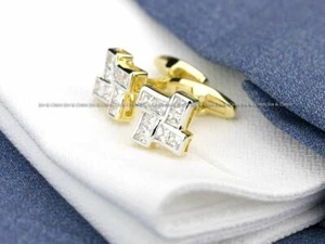 Golden Plated Cufflinks with Crystal - Bild 1 von 1