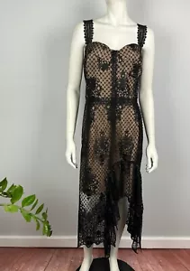 City Chic Plus Size L Black Lace Pencil Dress Nude Lining Formal Cocktail Women - Picture 1 of 14