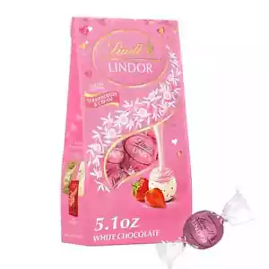 Lindt Lindor 5,1 oz FRAGOLE E CREMA tartufi al cioccolato bianco * BB 5/2025 * - Foto 1 di 4