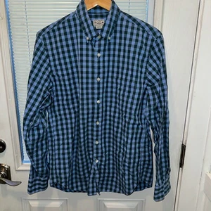 J Crew hochwertiges Webhemd Herren M blau mit grünem Gingham 100% Baumwolle 51384 - Bild 1 von 5
