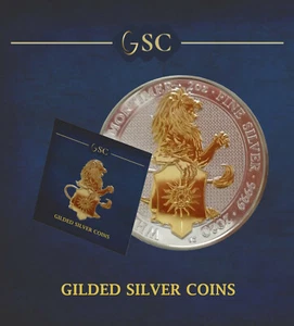 Silver Queens Beasts White Lion of Mortimer 2020 2 oz 999 24 k edición de moneda dorada - Imagen 1 de 4