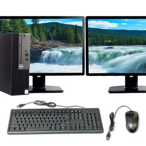 Dell Desktop 16GB RAM 512GB SSD Intel i5 7th Gen. Dual 22in LCD Windows 10 Pro - Picture 1 of 6