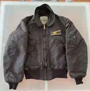 Alpha Industries Jacket Mens Medium Black Military Bomber Jacket Flyers CWU 45/P - Picture 1 of 3