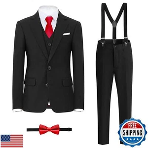 BOLADA Boys' Black Husky Formal Classic 6-Piece Suit Set Size 7 Big Boys Todd - Picture 1 of 5