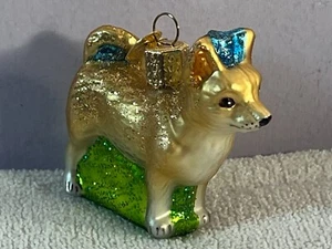 Christmas ornament glass Old World Christmas tan dog EX8191 - Picture 1 of 7