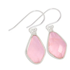 Pendientes de cuarzo rosa natural de plata de ley 925 joyería ALLE-16240 - Imagen 1 de 1