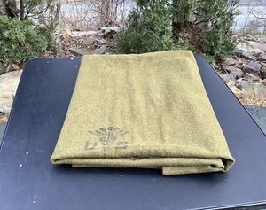 Vtg! U.S. ARMY Medic Olive Drab #36 Virgin WOOL BLANKET 66 x 90- Made in USA! - Picture 1 of 12