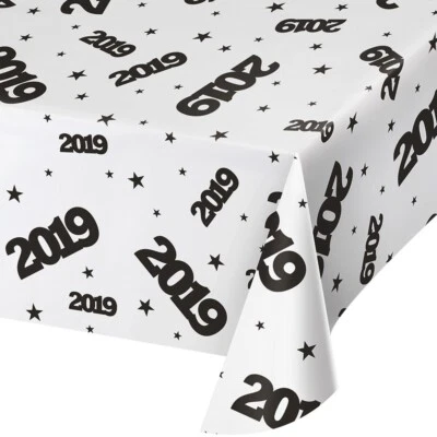 2019 All over Print Clear Plastic Table Cover Tablecloth Graduation - Image 1 of 2