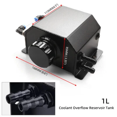 Black Aluminum Coolant Overflow Reservoir Tank Expansion Catch Can Radiator 1L — 第 1/4 张图片