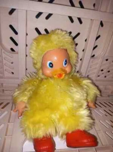 Vintage Rubber Doll stuffed toy duck duckling rubber face Rushton Gund type - Picture 1 of 4