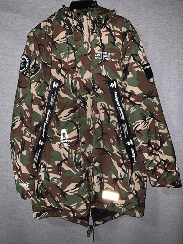 A BATHING APE (BAPE) AAPE by A Bathing Ape BAPE CAMO Giacca Isolata Da Uomo Taglia M Cappuccio Sci Neve