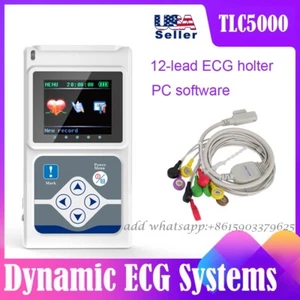 CONTEC 24 hours ECG Holter Dynamic ECG Systems EKG Waveform 12 channel 12 leads - Picture 1 of 11
