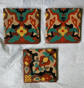 3 ANTIKES SAMMLERSTÜCK TAYLOR SPANISCHES REVIVAL HANDBEMALT 6X6 KALIFORNIEN FLIESEN - Bild 1 von 12