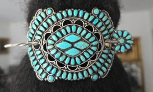Larry Moses Begay Barette Pince A Cheveux En Turquoise Sterling Argent Usa - Foto 1 di 6