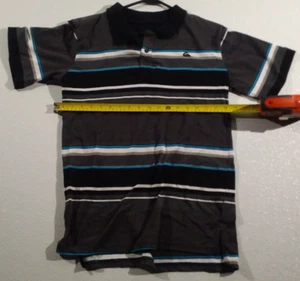 Boy's Quicksilver Short Sleeve Dress Shirt, Black/White/Gray/Blue/Orange, Size L - Picture 1 of 9
