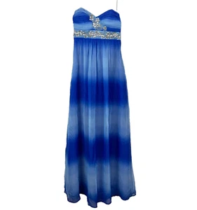 Vintage Y2K B.Darlin Be Darlin Bling Blue Long Formal Prom Dress 7/8 - Picture 1 of 6