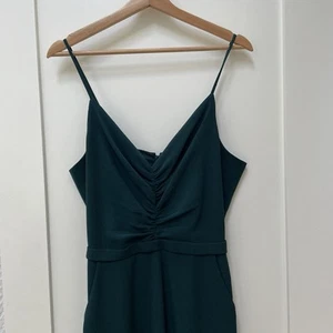 Dress the Population Emmet Large Gathered Crepe Wide Leg Jumpsuit Pine Green - Picture 1 of 13