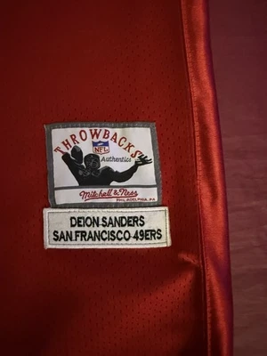 Camiseta Mitchell & Ness Deion Sanders San Francisco 49ers 1994 roja talla 2XL  Foto 1 de 3