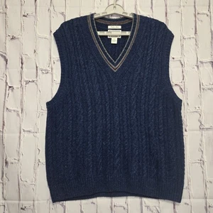 J.o.S.A. Bank 1905 Sweater Vest Mens Sz XL Blue Wool Cable Italian Yarn Wool - Picture 1 of 8