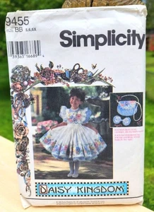 Vintage Simplicity 9455 Daisy Kingdom Girls Dress Pattern Size 5-6-6X Uncut FF - Picture 1 of 1