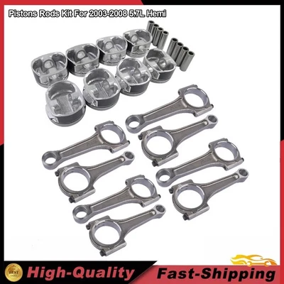 8x Pistons + 8x Rods Kit For 03-08 Chrysler Dodge Magnum Jeep Ram 1500 5.7L Hemi - Image 1 of 4