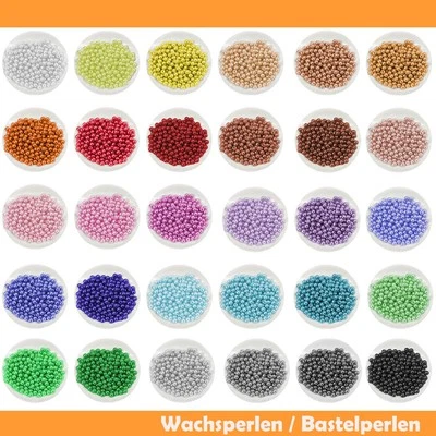 KOPPER-24 Wachsperlen 3 4 6 8 10mm mit Loch Kinder Armband Acryl zum Basteln Perlen Bunt