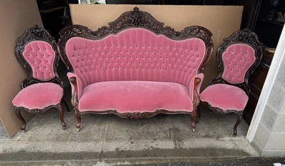 J. & J. W. MEEKS HAWKINS PATRÓN LAMINADO PALO DE ROSA 3 PIEZAS. JUEGO SALÓN Foto 1 de 4