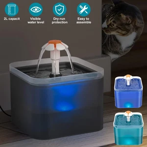 2L Cat Water Fountain for Pet Dog LED Drinking Water Bowl Automatic Dispenser - Picture 1 of 8