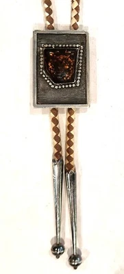 Corbata bolo de ágata de fuego esterlina vintage suroeste occidental Foto 1 de 4