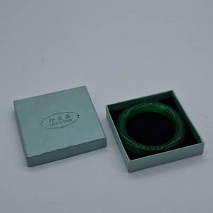 Vintage 1930s Art Deco Jade Green Agate Semi Precious Bangle Bracelet - Picture 1 of 6