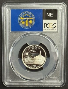2006-S Nebraska 90% SILVER Washington Quarter ~PCGS PR69DCAM State Flag Label - Picture 1 of 2