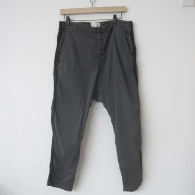 Calça Paris Feminina Nili Lotan Tamanho 6 Cinza Listra Lateral Gota Virilha Calças Baggy - Imagem 1 de 4