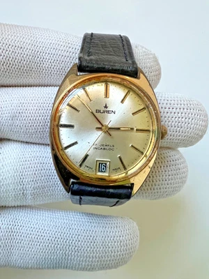 Vintage Buren 17 Jewels Incabloc Hand-Winding Men's Wristwatch For Spares - Image 1 of 4